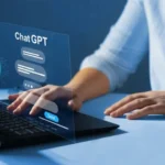 Business owner using ChatGPT on a laptop to manage tasks and boost productivity